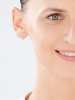 Hot Apart Kolczyki z żółtego i białego złota z diamentami i topazami - próba 375