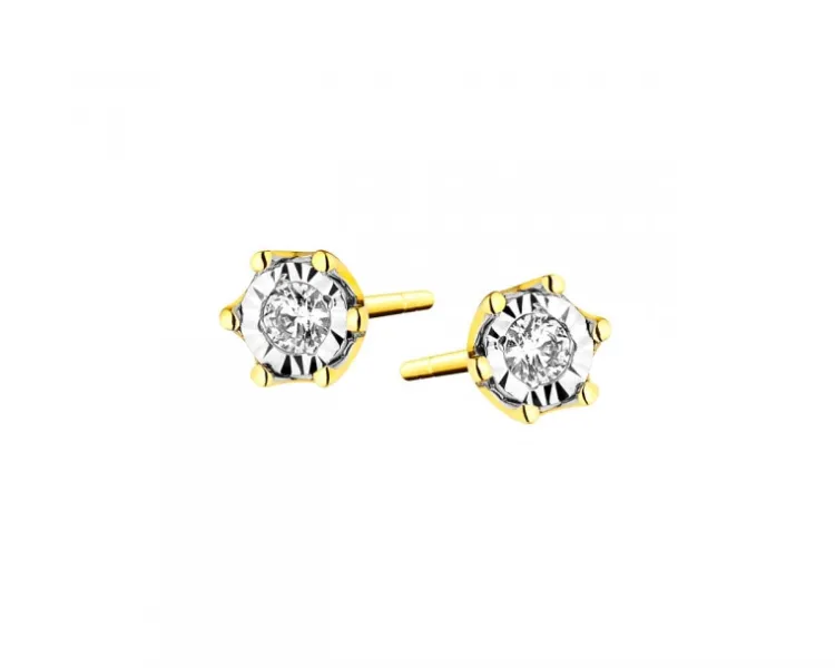 Apart Kolczyki z żółtego i białego złota z brylantami - 0,05 ct - próba 585< Kolczyki Z Diamentami