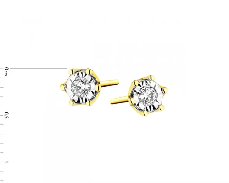Apart Kolczyki z żółtego i białego złota z brylantami - 0,05 ct - próba 585< Kolczyki Z Diamentami