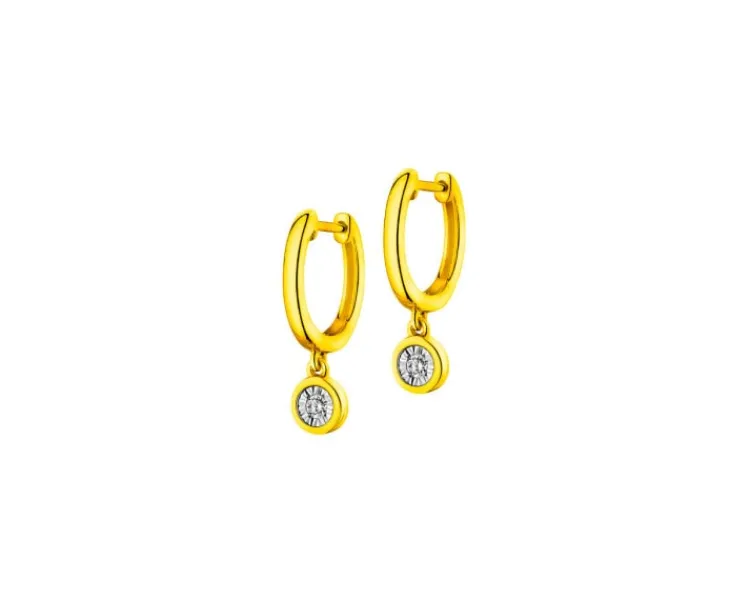 Hot Apart Kolczyki z żółtego i białego złota z brylantami - 0,05 ct - próba 375