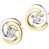 Best Apart Kolczyki z żółtego i białego złota z brylantami - 0,02 ct - próba 375