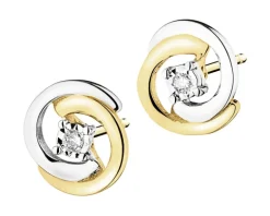 Best Apart Kolczyki z żółtego i białego złota z brylantami - 0,02 ct - próba 375
