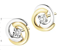 Best Apart Kolczyki z żółtego i białego złota z brylantami - 0,02 ct - próba 375