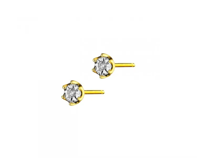 Apart Kolczyki z żółtego i białego złota z brylantami - 0,02 ct - próba 375< Kolczyki Z Diamentami