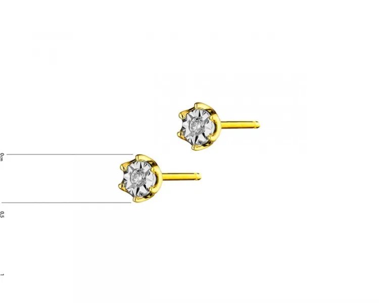 Apart Kolczyki z żółtego i białego złota z brylantami - 0,02 ct - próba 375< Kolczyki Z Diamentami