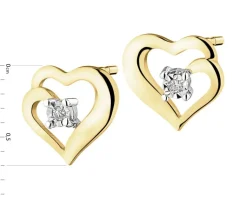 Apart Kolczyki z żółtego i białego złota z brylantami - serca - 0,01 ct - próba 375< Wszystkie