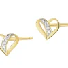 New Apart Kolczyki z żółtego złota z brylantami - serca - 0,008 ct - próba 375