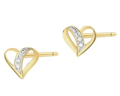New Apart Kolczyki z żółtego złota z brylantami - serca - 0,008 ct - próba 375