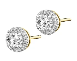 Best Apart Kolczyki z żółtego złota z brylantami laboratoryjnymi - 1,16 ct - próba 750