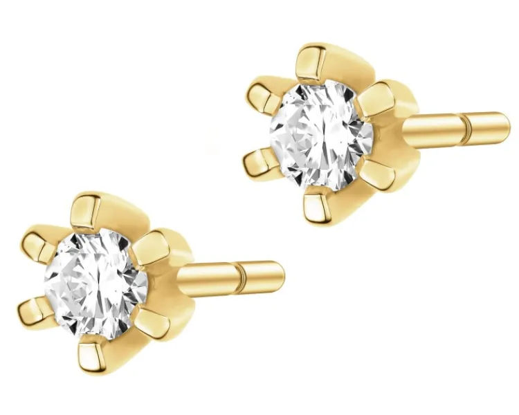 Apart Kolczyki z żółtego złota z brylantami - 0,11 ct - próba 585< Kolczyki Z Diamentami