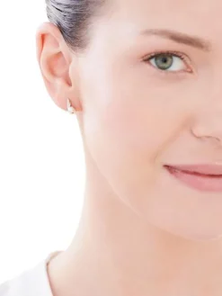 Hot Apart Kolczyki z żółtego złota z brylantami i perłami - próba 585
