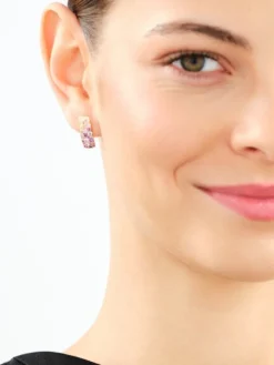 Discount Apart Kolczyki z żółtego złota z brylantami, kamieniami szlachetnymi i ozdobnymi - próba 585