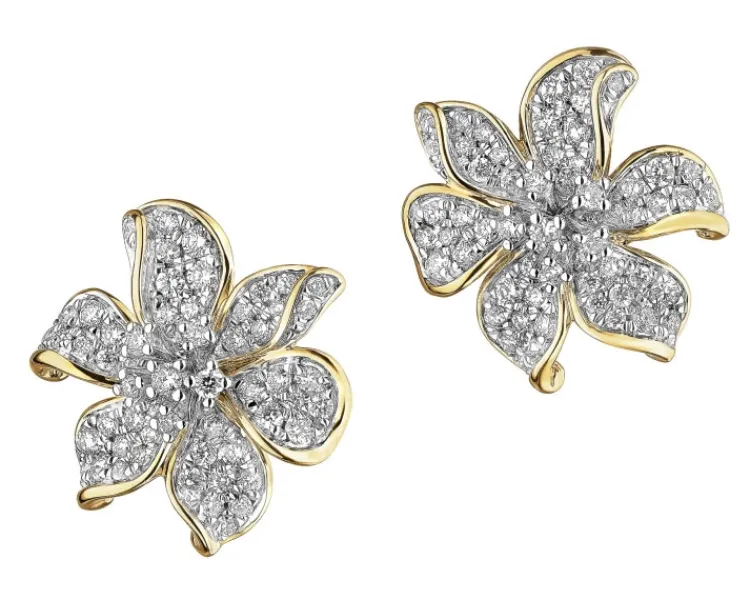 Apart Kolczyki z żółtego złota z brylantami - kwiaty - 0,60 ct - próba 585< Wszystkie