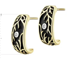 Discount Apart Kolczyki z żółtego złota z brylantami i emalią - 0,03 ct - próba 375