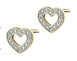 Hot Apart Kolczyki z żółtego złota z brylantami - serca - 0,01 ct - próba 375