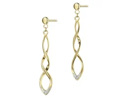 Clearance Apart Kolczyki z żółtego złota z brylantami - 0,008 ct - próba 585