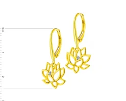 Apart Kolczyki z żółtego złota z brylantami - kwiaty lotosu - 0,01 ct - próba 375< Kolczyki Z Diamentami