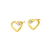 Outlet Apart Kolczyki z żółtego złota z brylantami - serca - 0,02 ct - próba 585
