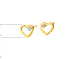 Outlet Apart Kolczyki z żółtego złota z brylantami - serca - 0,02 ct - próba 585