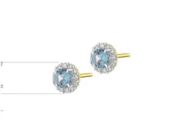 Hot Apart Kolczyki z żółtego złota z brylantami i topazami London Blue - próba 585