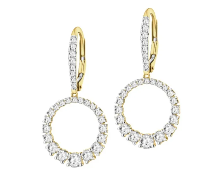 Discount Apart Kolczyki z żółtego złota z brylantami laboratoryjnymi - 1,14 ct - próba 585