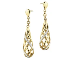 Online Apart Kolczyki z żółtego złota z brylantami - 0,006 ct - próba 375