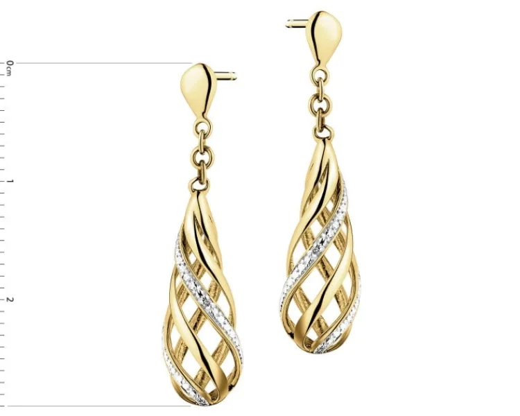 Online Apart Kolczyki z żółtego złota z brylantami - 0,006 ct - próba 375
