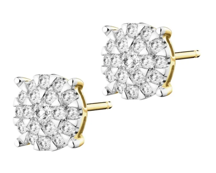 Outlet Apart Kolczyki z żółtego złota z brylantami - 0,70 ct - próba 585