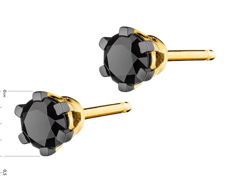 Apart Kolczyki z żółtego złota z czarnymi brylantami - 0,49 ct - próba 585< Kolczyki Z Diamentami
