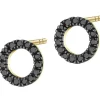 Discount Apart Kolczyki z żółtego złota z czarnymi diamentami - 0,12 ct - próba 375