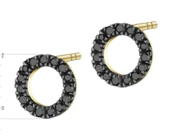 Discount Apart Kolczyki z żółtego złota z czarnymi diamentami - 0,12 ct - próba 375