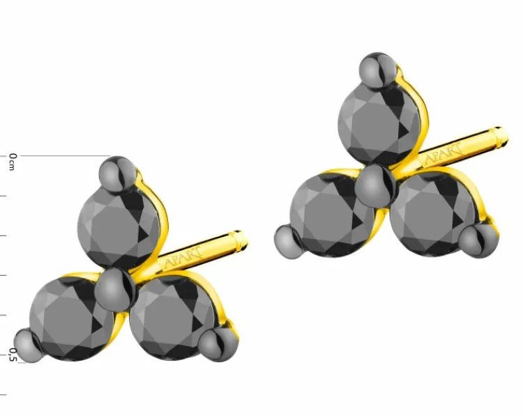Apart Kolczyki z żółtego złota z czarnymi brylantami - 0,18 ct - próba 375< Kolczyki Z Diamentami