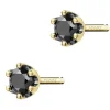 New Apart Kolczyki z żółtego złota z czarnymi brylantami - 0,16 ct - próba 375