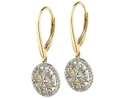 New Apart Kolczyki z żółtego złota z diamentami - rozeta - 0,40 ct - próba 585