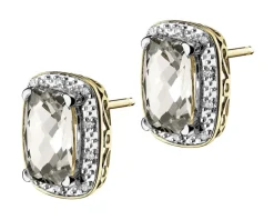 Apart Kolczyki z żółtego złota z diamentami i topazami białymi - próba 585< Kolczyki Z Diamentami