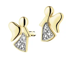 New Apart Kolczyki z żółtego złota z diamentami - aniołki - 0,005 ct - próba 585