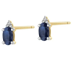 Best Apart Kolczyki z żółtego złota z diamentami i szafirami - próba 375