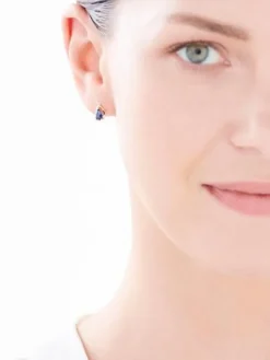Sale Apart Kolczyki z żółtego złota z diamentami i szafirami syntetycznymi - próba 375