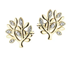 Sale Apart Kolczyki z żółtego złota z diamentami - drzewka - 0,01 ct - próba 375