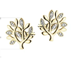 Sale Apart Kolczyki z żółtego złota z diamentami - drzewka - 0,01 ct - próba 375