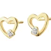 Apart Kolczyki z żółtego złota z diamentami - serca - 0,008 ct - próba 375< Kolczyki Z Diamentami