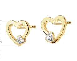 Apart Kolczyki z żółtego złota z diamentami - serca - 0,008 ct - próba 375< Kolczyki Z Diamentami