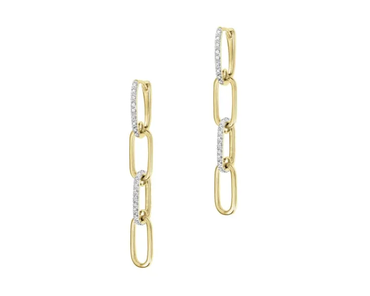 Apart Kolczyki z żółtego złota z diamentami - 0,12 ct - próba 585< Kolczyki Z Diamentami