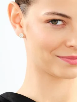 Apart Kolczyki z żółtego złota z diamentami i masą perłową - koła - próba 585< Kolczyki Z Diamentami