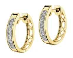 Outlet Apart Kolczyki z żółtego złota z diamentami - koła - 0,06 ct - próba 375