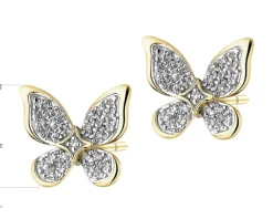 Online Apart Kolczyki z żółtego złota z diamentami - motyle - 0,13 ct - próba 585