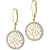 Clearance Apart Kolczyki z żółtego złota z diamentami - drzewka - 0,07 ct - próba 585