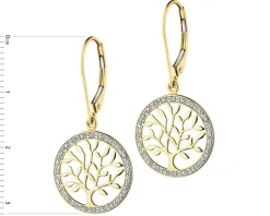 Clearance Apart Kolczyki z żółtego złota z diamentami - drzewka - 0,07 ct - próba 585