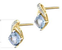 Apart Kolczyki z żółtego złota z diamentami i topazami Sky Blue - próba 375< Kolczyki Z Diamentami