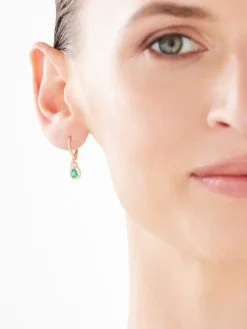 Apart Kolczyki z żółtego złota z diamentami i szmaragdami - próba 585< Kolczyki Z Diamentami
